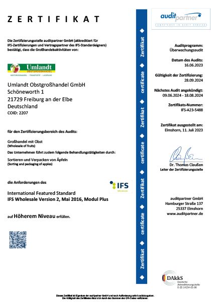 IFS Wholesale Zertifikat